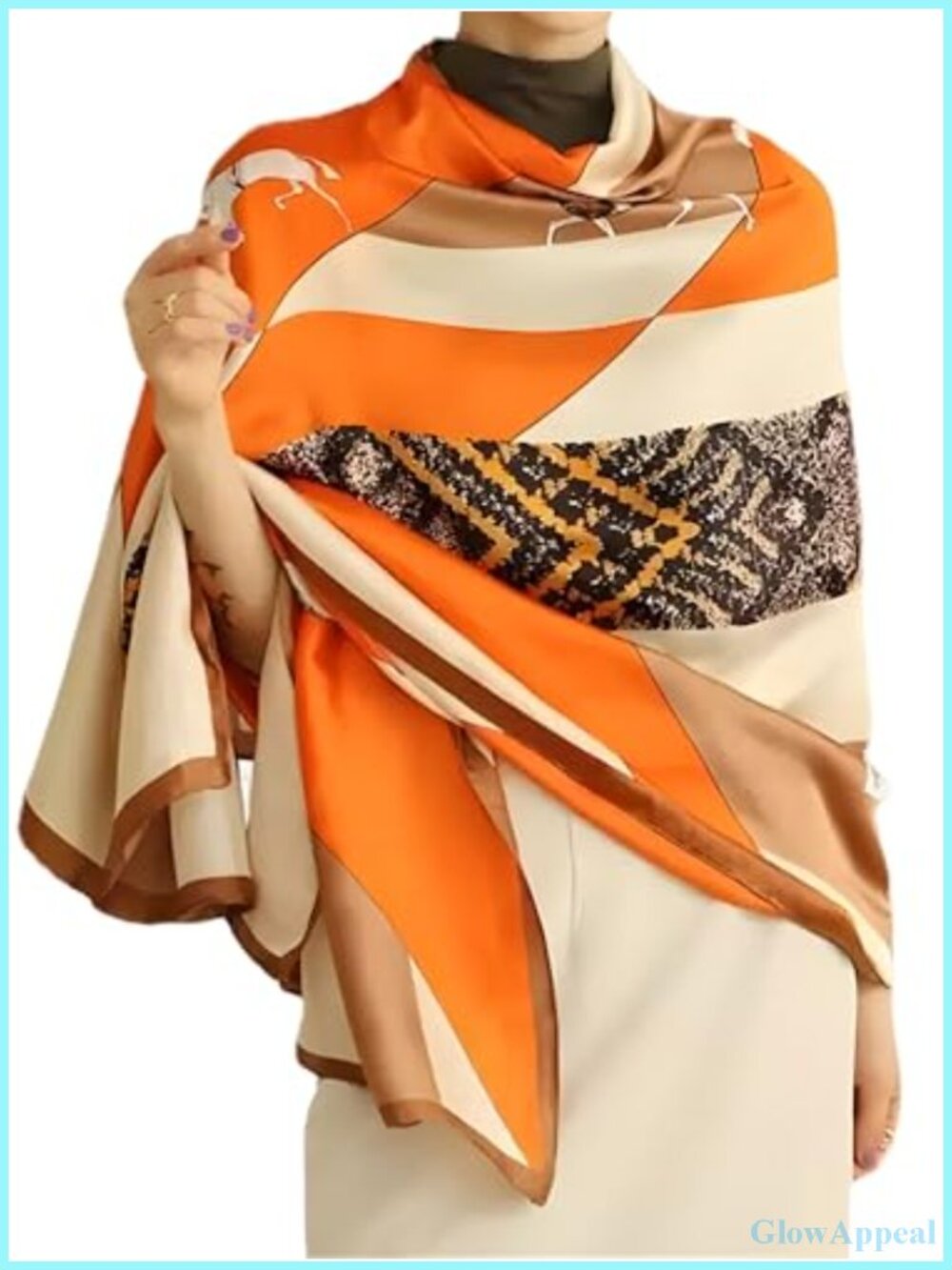 Women's Large Silky Printed Shawl Wrap Scarf for Sun Protection and Summer